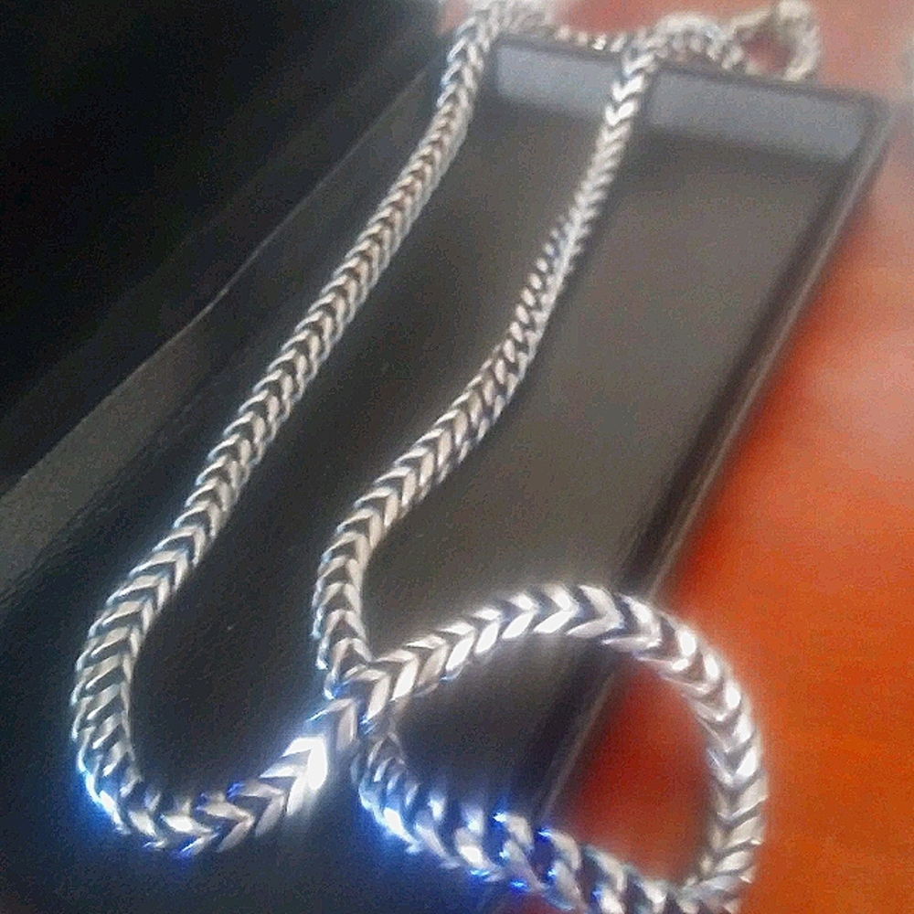 Stainless Steel/Blue Ion 22inch Mens chain